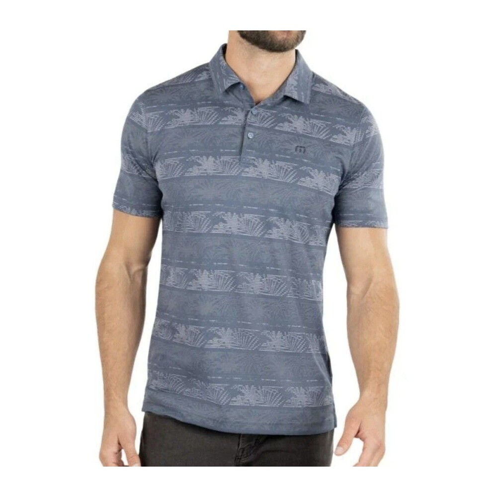Travis Mathew Frosty Morning Golf Polo Shirt Performance Blue Print Size XL